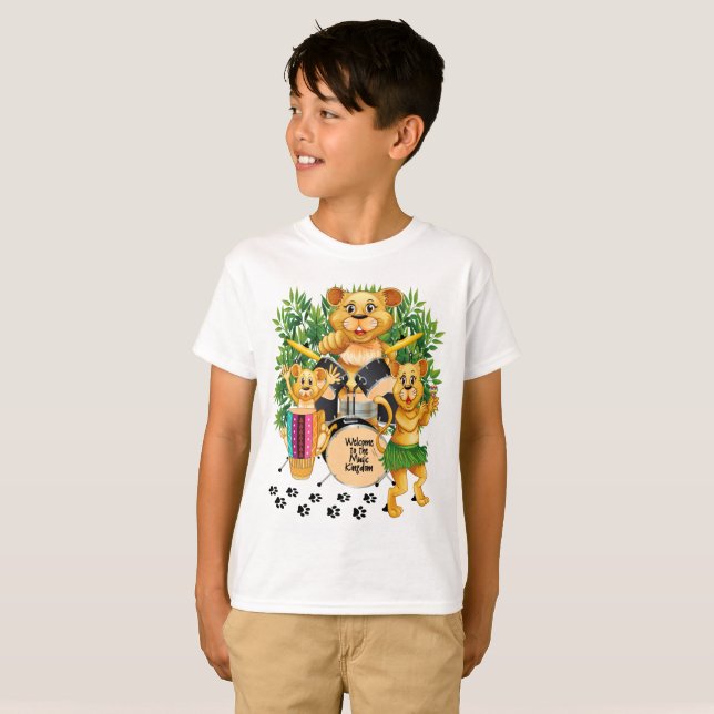 T-shirt Lions africains de safari jouant des instruments (Devant entier)