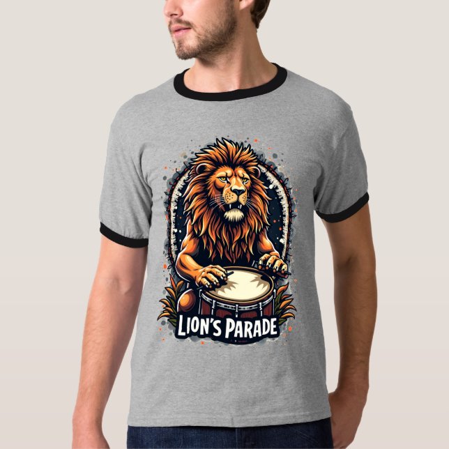 T-shirt Lion's Drum Parade drôle d'art : Majestic Lion Imp (Devant)