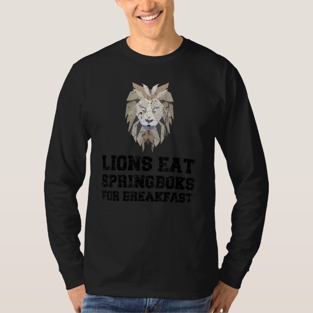 T-shirt Lions Mangent Springbos Pour Petit Déjeuner Britis (Devant)