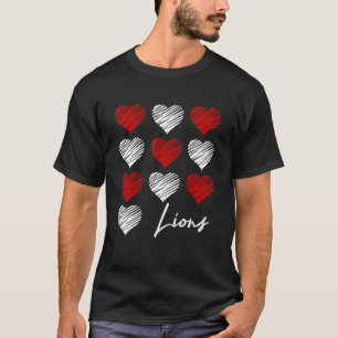 T-shirt Lions Pride Team School Spirit Red Hearts Group Sp