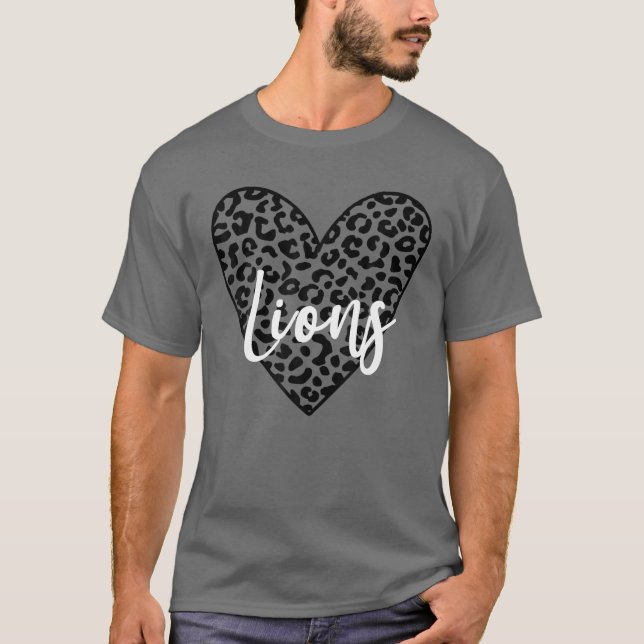 T-shirt Lions School Spirit Mascot Leopard Heart Jour (Devant)