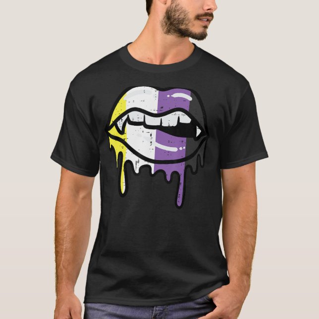 T-shirt Lip Bite Drift Non Binary Enby Pride Lgbt (Devant)