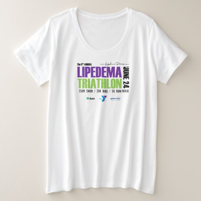 T-shirt Lipedema Triathlon Plus 2023 (blanc) (Design devant)