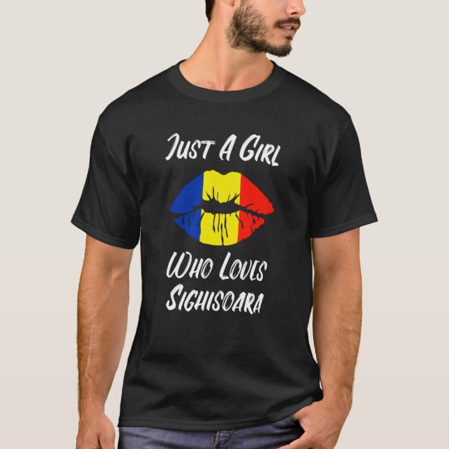 T-shirt Lips and Mouth Love Romanian Flag Sighisoara (Devant)