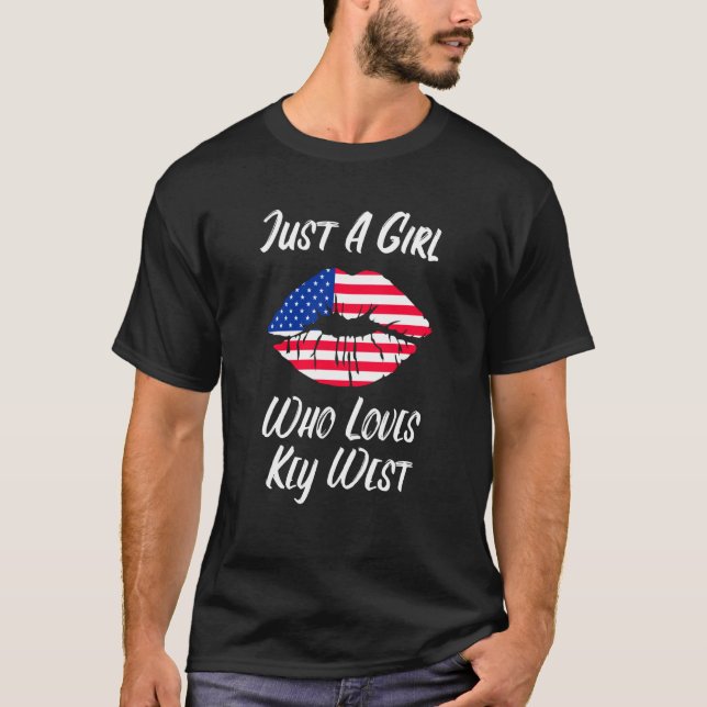 T-shirt Lips Mouth Love American Flag Key West (Devant)