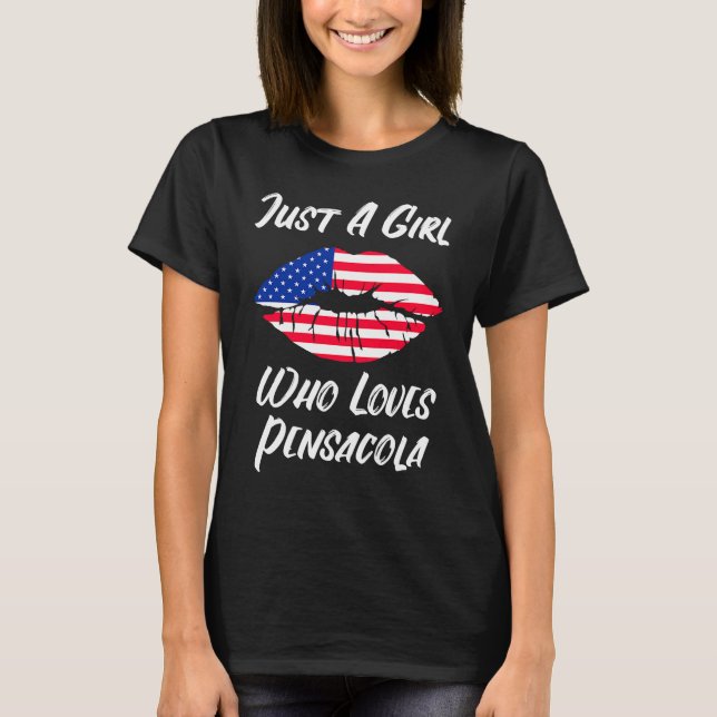 T-shirt Lips Mouth Love American Flag Pensacola (Devant)