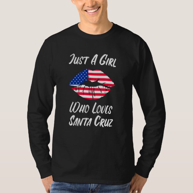T-shirt Lips Mouth Love American Flag Santa Cruz (Devant)