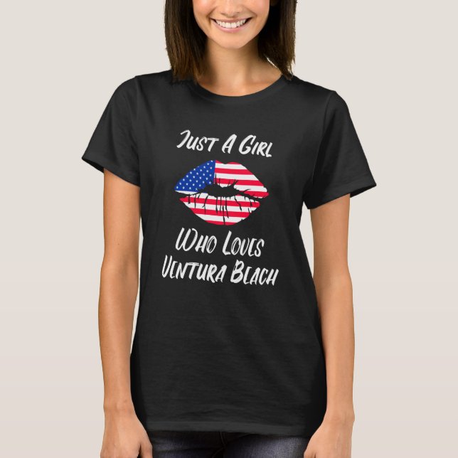T-shirt Lips Mouth Love American Flag Ventura Beach (Devant)
