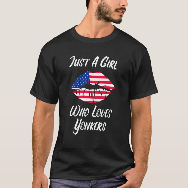 T-shirt Lips Mouth Love American Flag Yonkers (Devant)