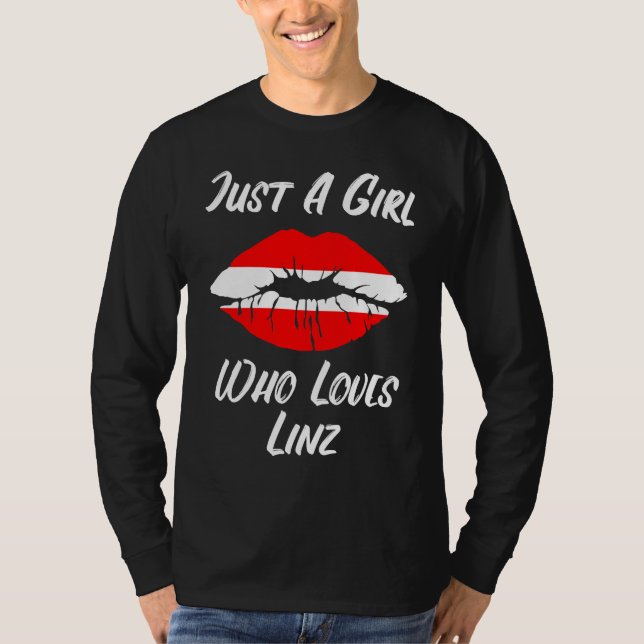 T-shirt Lips Mouth Love Austria Flag Linz (Devant)