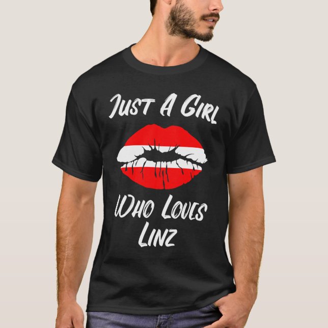 T-shirt Lips Mouth Love Austria Flag Linz (Devant)