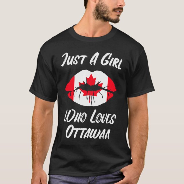 T-shirt Lips Mouth Love Canadian Flag Ottawa (Devant)