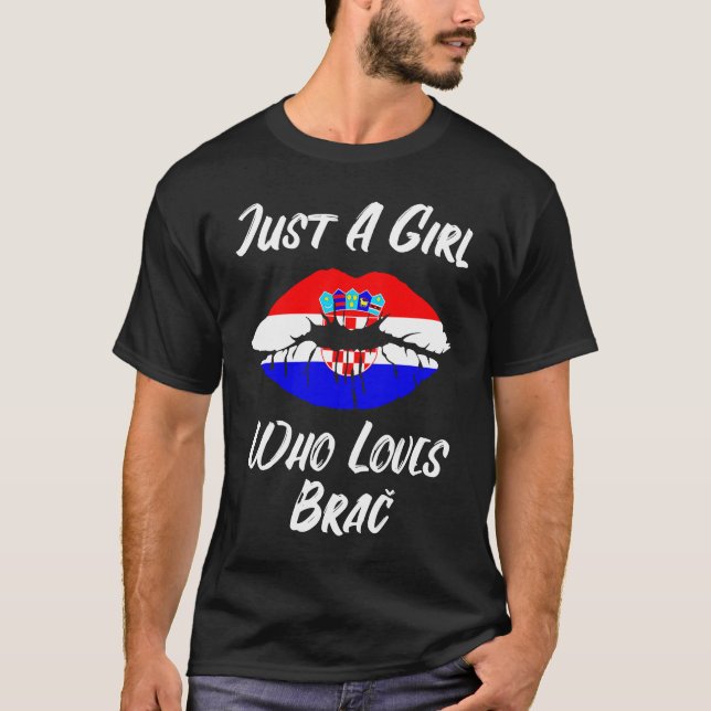 T-shirt Lips Mouth Love Croatian Flag Brac (Devant)