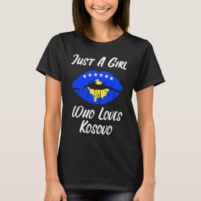 T-shirt Lips Mouth Love Flag Kosovo (Devant)