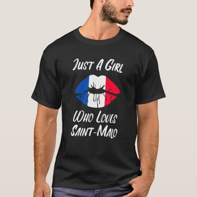 T-shirt Lips Mouth Love French Flag Saint Malo (Devant)