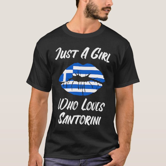 T-shirt Lips Mouth Love Greek Flag Santorini (Devant)