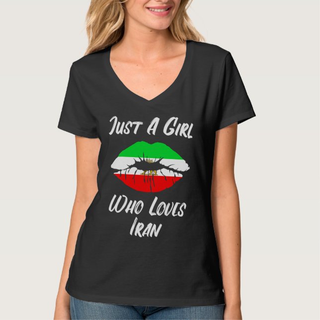 T-shirt Lips Mouth Love Iranian Flag Iran (Devant)