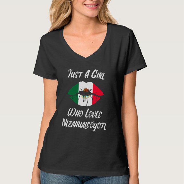 T-shirt Lips Mouth Love Mexican Flag Nezahualcoyotl (Devant)