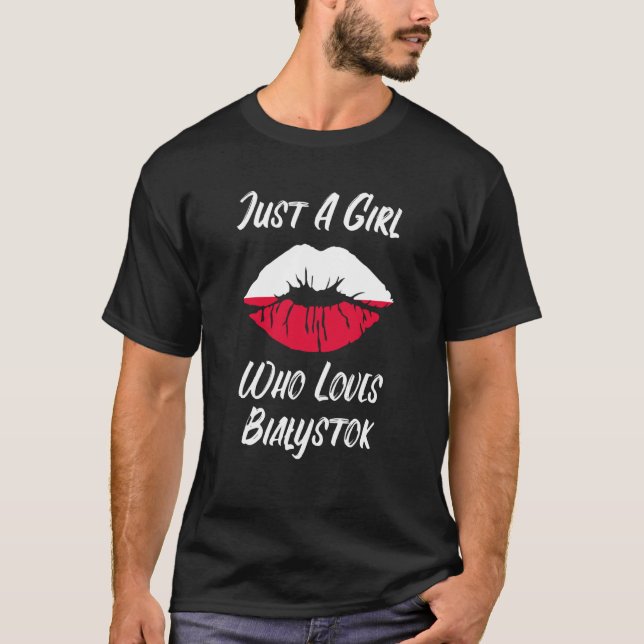 T-shirt Lips Mouth Love Polish Flag Bialystok (Devant)