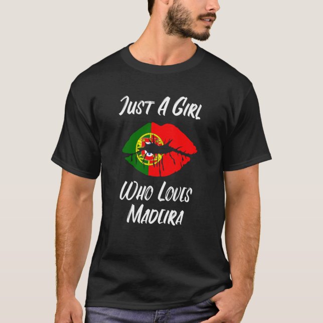 T-shirt Lips Mouth Love Portuguese Flag Madeira (Devant)