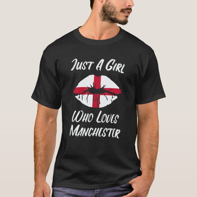 T-shirt Lips Mouth Love Saint George's Cross Flag Manchest (Devant)
