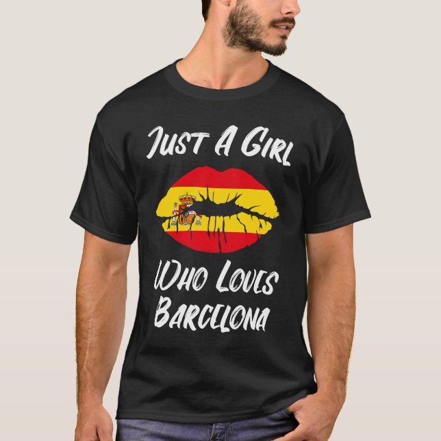 T-shirt Lips Mouth Love Spanish Flag Barcelona (Devant)