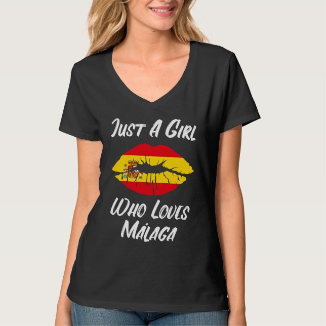 T-shirt Lips Mouth Love Spanish Flag Malaga (Devant)