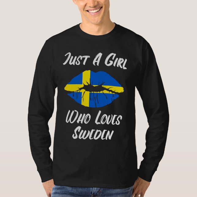 T-shirt Lips Mouth Love Swedish Flag Sweden (Devant)
