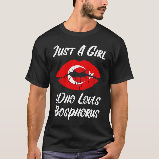 T-shirt Lips Mouth Love Turkish Flag Bosporus (Devant)