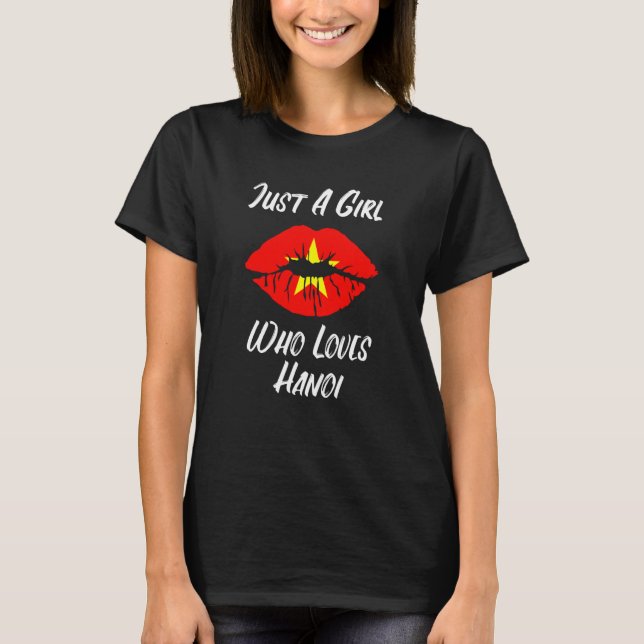 T-shirt Lips Mouth Love Vietnamese Flag Hanoi (Devant)