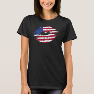 T-shirt Lips USA Flag Grunge
