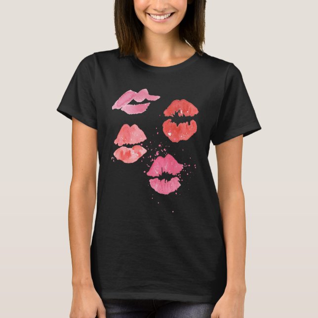T-shirt Lipstick Kisses for Valentines Day (Devant)
