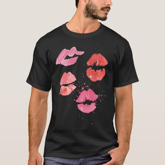 T-shirt Lipstick Kisses for Valentines Day (Devant)