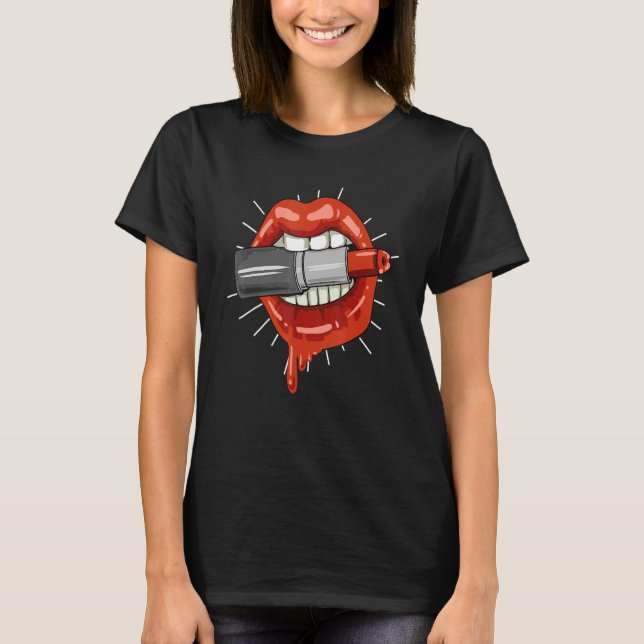 T-shirt Lipstick Lips Lipstick Makeup Artist (Devant)