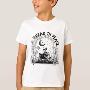 T-shirt Lire En Paix Enseignant Éffrayant Squelette Lire L