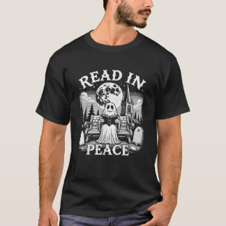 T-shirt Lire en paix Fantôme lisant des livres drôle d'Hal