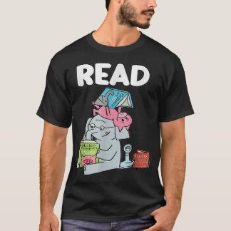 T-shirt Lire le livre club piggie éléphant pigeons, drôle 