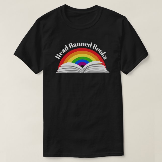T-shirt Lire les livres interdits Arc-en-ciel (Design devant)