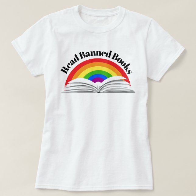 T-shirt Lire les livres interdits Arc-en-ciel (Design devant)