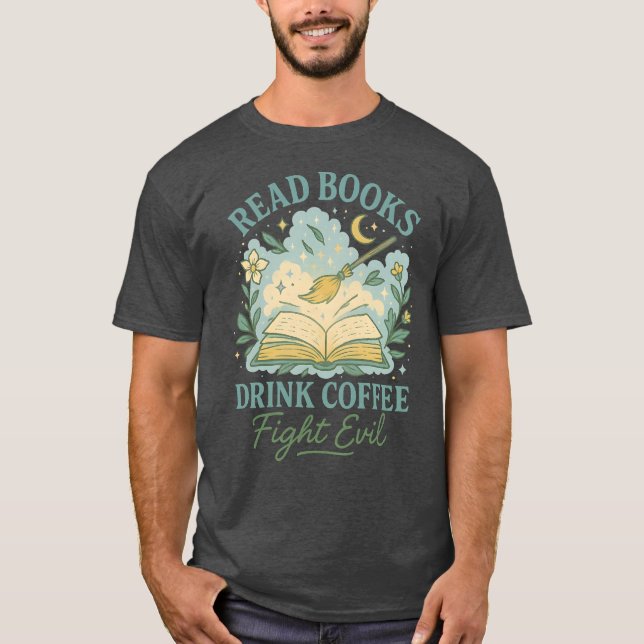 T-SHIRT LIRE LIVRES BOIRE CAFÉ (Devant)