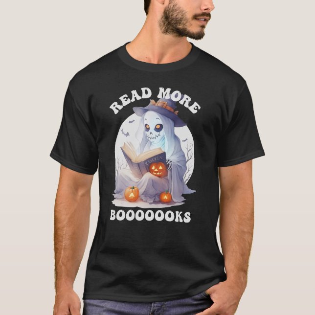 T-shirt Lire Plus Livres, Halloween Bookish Ghost (Devant)