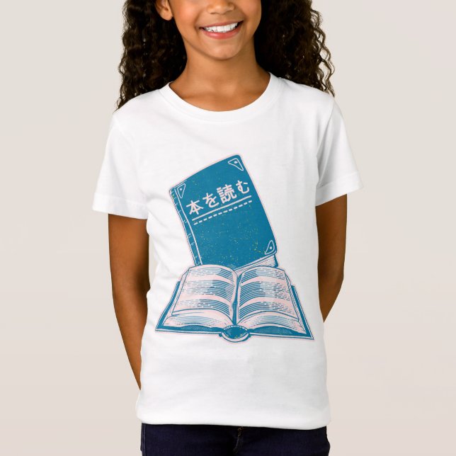 T-Shirt Lire un livre kanji texte japonais (Devant)