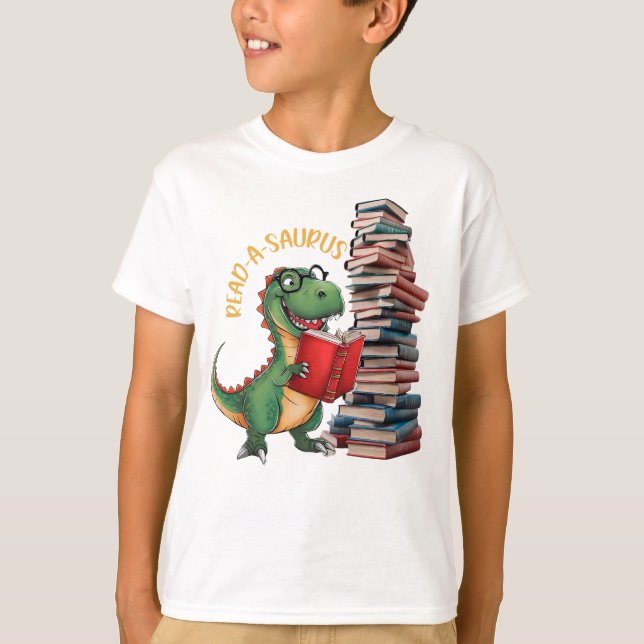 T-shirt Lire un saurus Dinosaure Drôle Lecture (Devant)