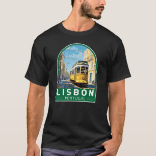 T-shirt Lisbonne Portugal Jaune Tramway Voyage Art Vintage