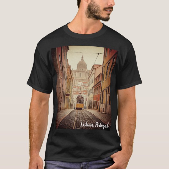T-shirt Lisbonne Portugal Retro (Devant)