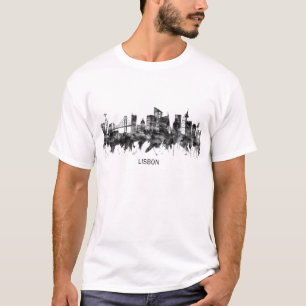 T-shirt Lisbonne Portugal Skyline BW