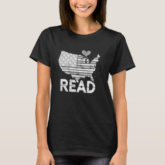 T-shirt Lisez avec un lecteur de livres de drapeau américa