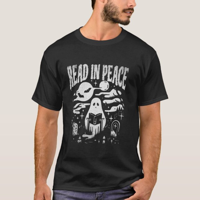 T-shirt Lisez Dans Peace Trick Ou Enseigner Ghost Enseigna (Devant)