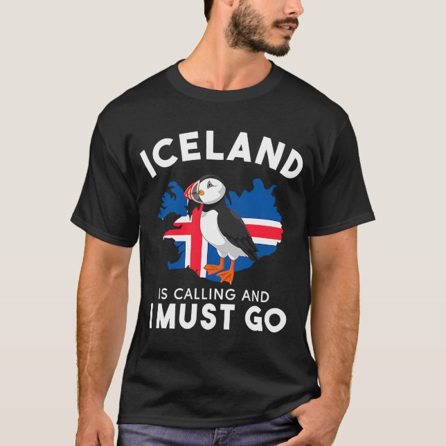 T-shirt L'Islande appelle et je dois y aller, le volcan de (Devant)
