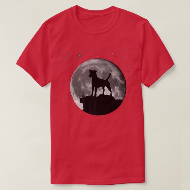 T-shirt Lisse De La Lune De Chien Terrier (Design devant)